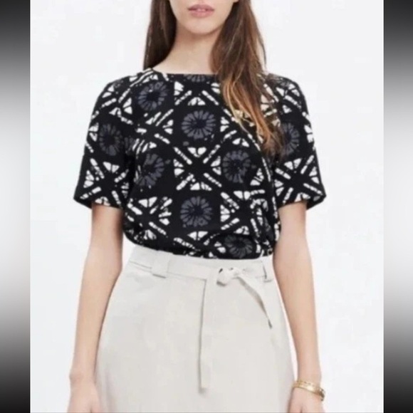 Madewell Batik Block Printed Boxy Women's Top Size M - Picture 1 of 6
